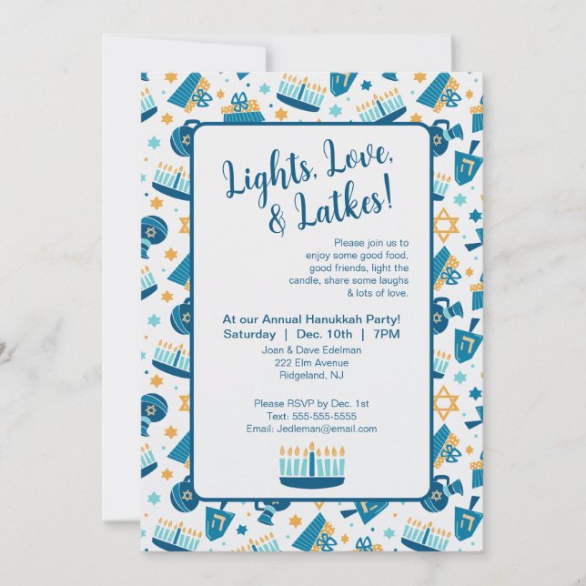 Happy Hanukkah Party Invitation (Front)