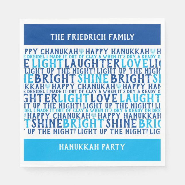 HAPPY HANUKKAH Personalized Holiday Wishes  Napkin (Front)
