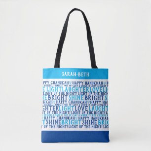 HAPPY HANUKKAH Personalized Holiday Wishes Tote Bag