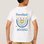Happy Hanukkah  Personalized Menorah Rainbow T-Shirt<br><div class="desc">Our Personalized Rainbow Menorah Hanukkah Greeting T-Shirt has a popular Rainbow design that flips over to become a cheerful Hanukkah/ Chanukah menorah. With a sprinkling of Jewish stars of David, this modern design is a beautiful, fun way to wish family and friends a Happy Hanukkah wherever you go. All text...</div>