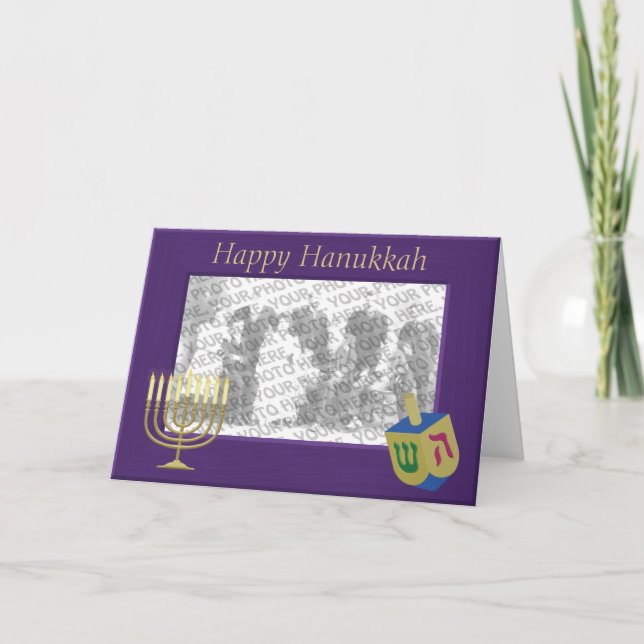 Happy Hanukkah Photo Frame Greeting Card (Front)
