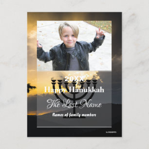 Happy Hanukkah Photo Postcard Stripes - HAMbWG