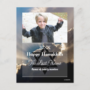 Happy Hanukkah Photo Postcard Stripes - HAMbWG