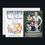 Happy Hanukkah Photo Template Menorah Pine Drop<br><div class="desc">This design may be personalized in the area provided by changing the photo and/or text. Or it can be customized by clicking Personalize this Template and then choosing the click to customize further option and delete or change the colour of the background, add text, change the text colour or style,...</div>