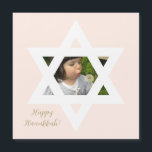 Happy Hanukkah Pink Cute One Photo<br><div class="desc">Elegant Light pink background. Personalize it with a favourite photo,  and customize it with a personal message and signoff.</div>