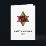 Happy Hanukkah Rainbow Star of David Non Photo Holiday Card<br><div class="desc">Wish friends and family "Happy Hanukkah" with this whimsical multicolored Star of David.  The year is editable with more editable text inside.  Click "customize it" to change fonts,  move text,  colour or resize</div>