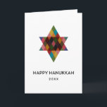 Happy Hanukkah Rainbow Star of David Non Photo Holiday Card<br><div class="desc">Wish friends and family "Happy Hanukkah" with this whimsical multicolored Star of David.  The year is editable with more editable text inside.  Click "customize it" to change fonts,  move text,  colour or resize</div>