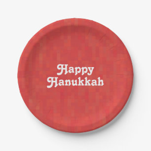 Happy Hanukkah red white custom text and photo Paper Plate