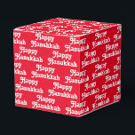 Happy Hanukkah red white modern typography pattern Favor Box<br><div class="desc">Happy Hanukkah red and white modern typography pattern Favour Box.
White typography pattern on red background.</div>