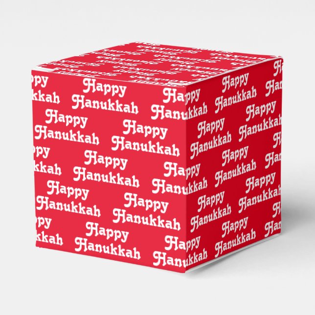 Happy Hanukkah red white modern typography pattern Favor Box (Front Side)