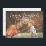Happy Hanukkah Script Photo Holiday Announcement<br><div class="desc">Celebrate the holiday season with this chic photo card featuring modern script.</div>