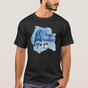 Happy Hanukkah Shalom Gnome Menorah Jewish T-Shirt