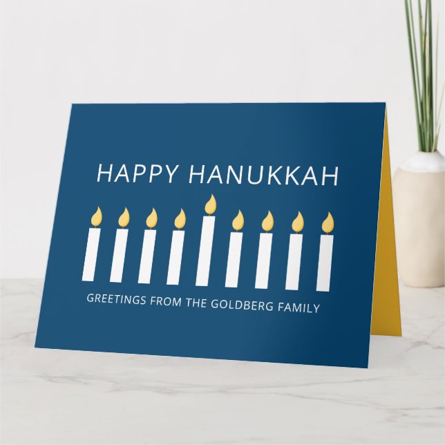 Happy Hanukkah | Simple and Modern Candle Greeting Card (Front)
