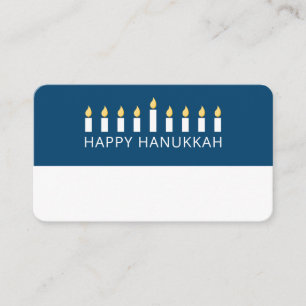 Happy Hanukkah   Simple and Modern Candle Greeting Place Card