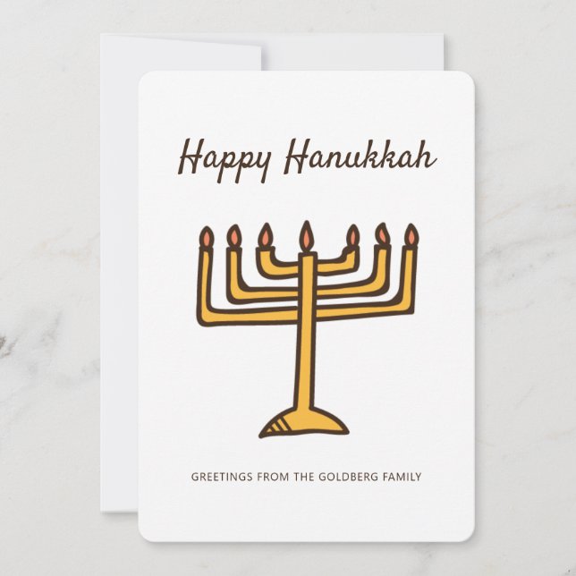 Happy Hanukkah Simple and Modern Menorah Greeting Holiday Card (Front)