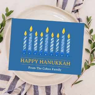 Happy Hanukkah Simple Elegant Candle Greeting Holiday Card