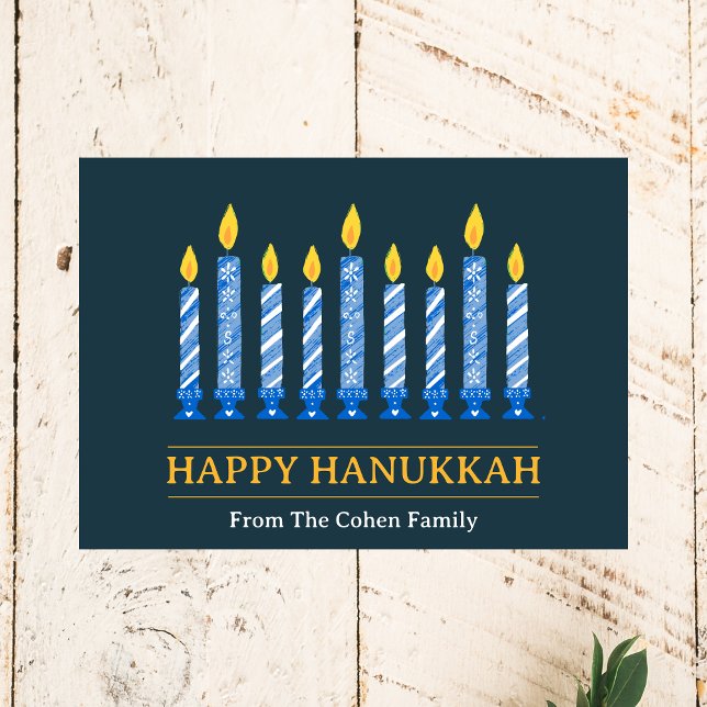 Happy Hanukkah | Simple Elegant Candle Greeting  Holiday Card (Creator Uploaded)