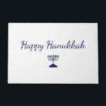 Happy Hanukkah Simple Hand Drawn Blue Menorah Doormat<br><div class="desc">Happy Hanukkah doormat, with a blue hand drawn and script design. With customizable typography lettering, you can add your own text. A fun holiday outdoor home decor item with a seasonal touch.</div>