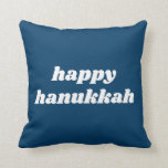 Happy Hanukkah Simple Retro Typography Blue Throw Pillow<br><div class="desc">Happy Hanukkah! Simple retro typography text design in white and blue.</div>