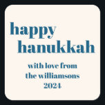 Happy Hanukkah Simple Teal Blue Personalized Square Sticker<br><div class="desc">Happy Hanukkah Simple Teal Blue Personalized Square Sticker</div>