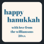 Happy Hanukkah Simple Teal Blue Personalized Square Sticker<br><div class="desc">Happy Hanukkah Simple Teal Blue Personalized Square Sticker</div>