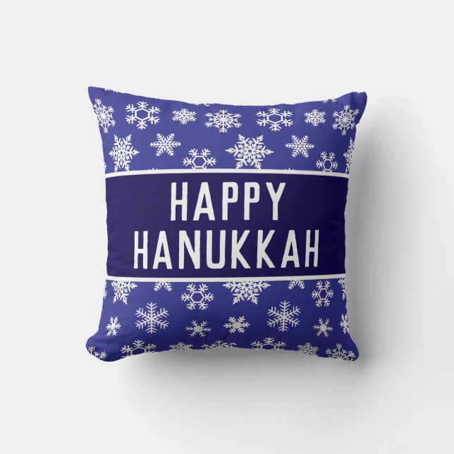 Happy Hanukkah Snowflake Pillow (Front)