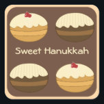 Happy Hanukkah Square Sticker<br><div class="desc">Sweet Happy Hanukkah Original Creative Custom Gift Design. You may add or delete text, change text font, size, align and colours.</div>