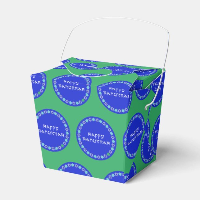 Happy Hanukkah Star Circle Favor Box (Front Side)