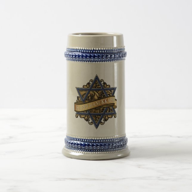  Happy Hanukkah Star of David Beer Stein (Center)