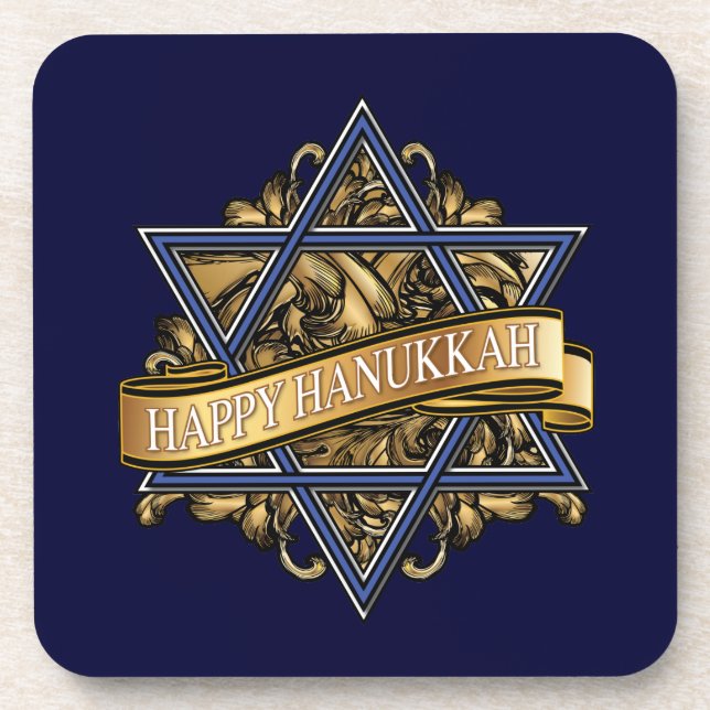  Happy Hanukkah Star of David Coaster (Front)