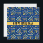 Happy Hanukkah Star of David Cute Trendy  Holiday Card<br><div class="desc">Happy Hanukkah,  star of David,  Menorah,  cute,  white,  yellow,  blue,  trendy,  stars,  candles card.</div>