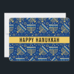 Happy Hanukkah Star of David Cute Trendy  Holiday Card<br><div class="desc">Happy Hanukkah,  star of David,  Menorah,  cute,  white,  yellow,  blue,  trendy,  stars,  candles card.</div>