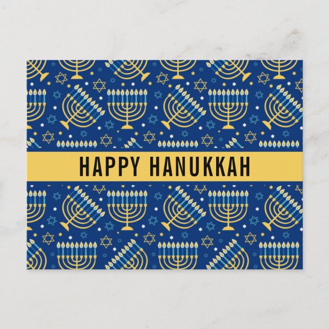 Happy Hanukkah Star of David Cute Trendy  Holiday Postcard (Front)