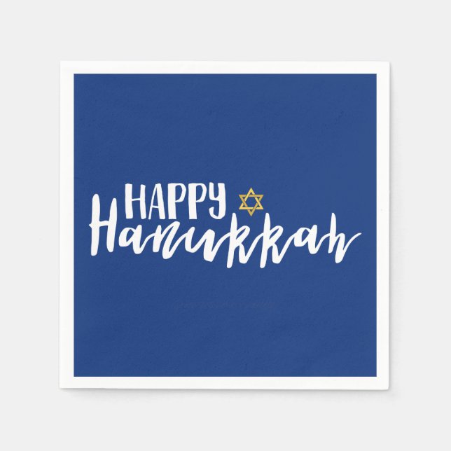 Happy Hanukkah Star of David Holiday Napkin (Front)