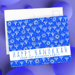 Happy Hanukkah Star of David Menorah Blue CUSTOM Postcard<br><div class="desc">Customize this card by adding your own text over the cute background. Click "personalize" above to edit the text, and "edit using design tool" to change the font, colours and layout. Add your own text to the back side too. Check my shop for more colours and designs or let me...</div>