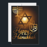 Happy Hanukkah star of David menorah dreidel Invitation<br><div class="desc">Happy Hanukkah card designed to resemble candle light.</div>