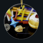 Happy Hanukkah Star of David menorah Dreidel Slipp Ceramic Ornament<br><div class="desc">Happy Hanukkah Star of David menorah Dreidel SlipperyJoe's Celebration Candles Jewish Hebrew Chanukah gifts decorations Judaism religion artistic</div>