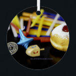 Happy Hanukkah Star of David menorah Dreidel Slipp Metal Ornament<br><div class="desc">Happy Hanukkah Star of David menorah Dreidel SlipperyJoe's Celebration Candles Jewish Hebrew Chanukah gifts decorations Judaism religion artistic</div>