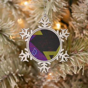 Happy Hanukkah Star of David menorah Dreidel Slipp Snowflake Pewter Christmas Ornament