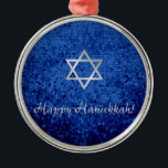 Happy Hanukkah Star of David Metal Ornament<br><div class="desc">Happy Hanukkah with Star of David design.</div>