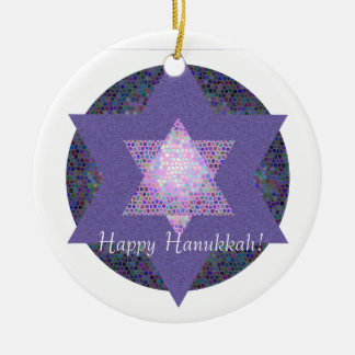 Happy Hanukkah! Star of David MultiColored Ceramic Ornament