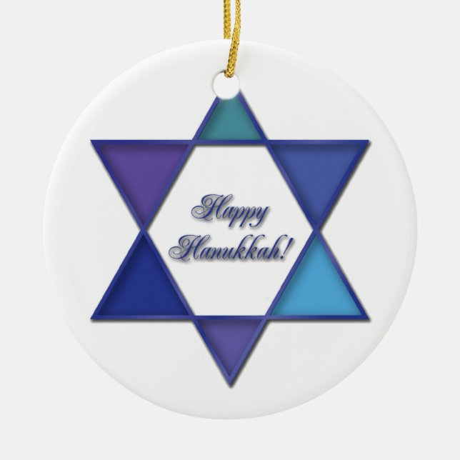 Happy Hanukkah Star of David Ornament (Front)