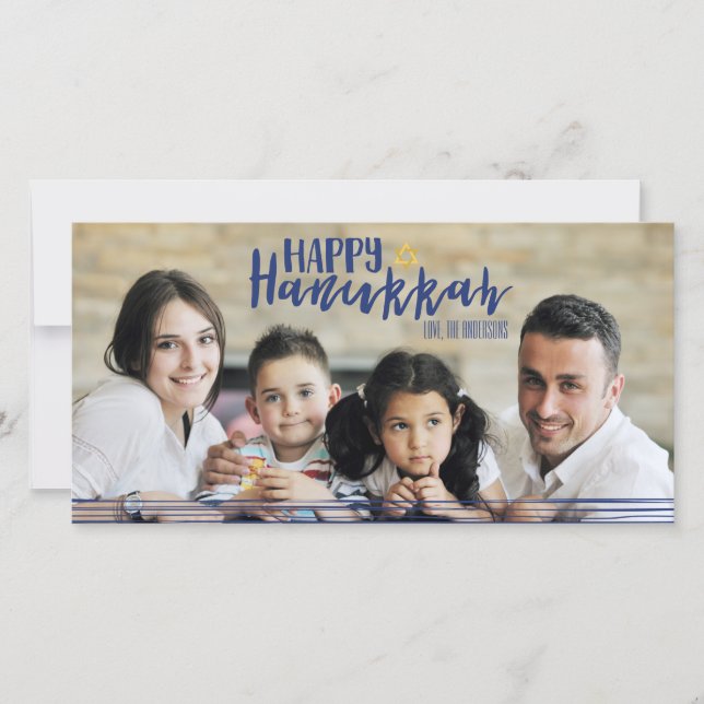 Happy Hanukkah Star of David Photo Card (Front)