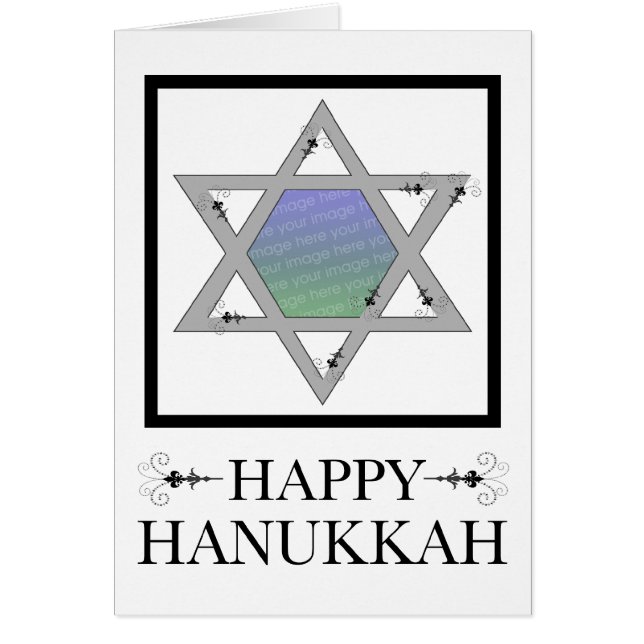 happy hanukkah : star of david photo card (Front)