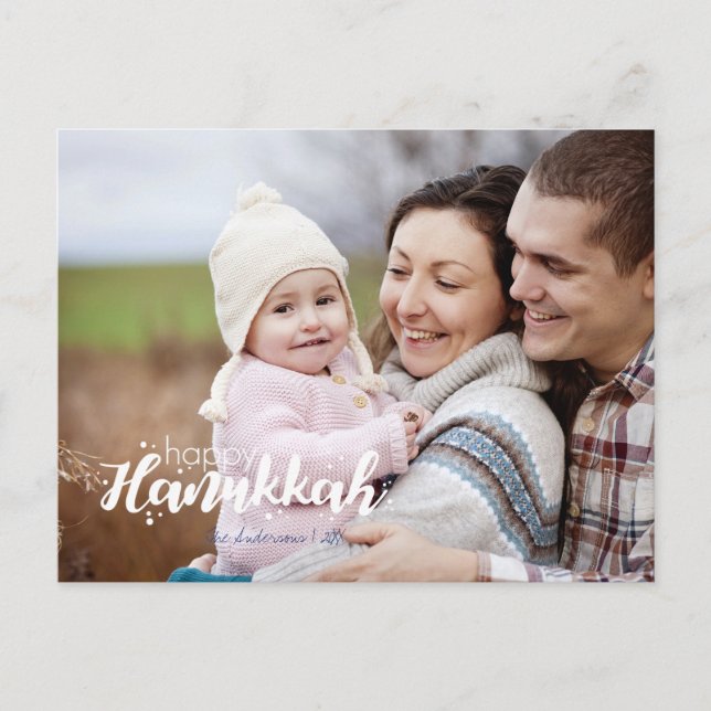 Happy Hanukkah Star of David Photo Postcards (Front)