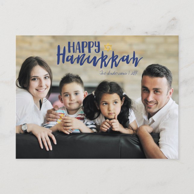 Happy Hanukkah Star of David Photo Postcards (Front)