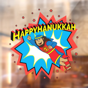 Happy Hanukkah Super Judah Window Cling