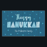 Happy Hanukkah Teal Whimsical Modern Typography Sticker<br><div class="desc">“Happy Hanukkah.” Fun whimsical handcrafted typography along with a random Star of David pattern in light dusty blues all overlaying midnight navy blue hand drawn lines and a dark teal blue background help you usher in the festival of lights. Feel the warmth and joy of the holiday season whenever you...</div>