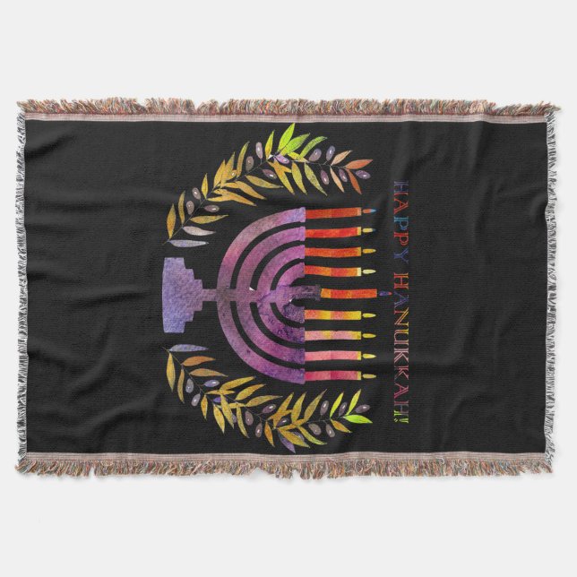 Happy Hanukkah Throw Blanket (Front)
