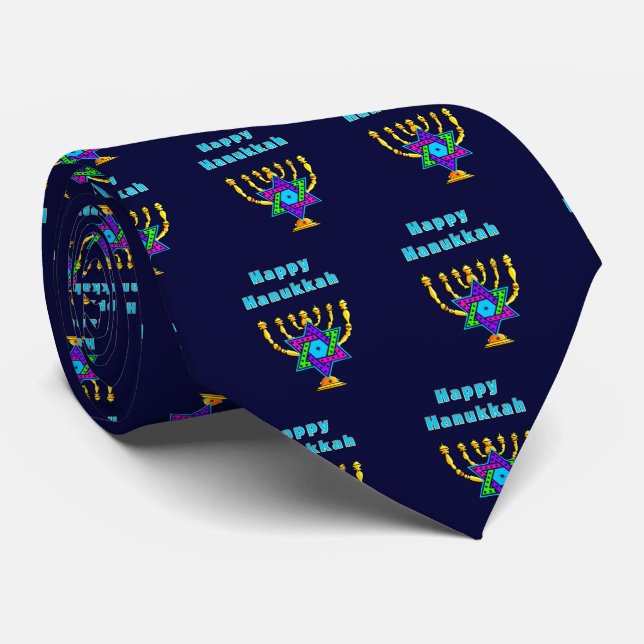 Happy Hanukkah Tie (Rolled)